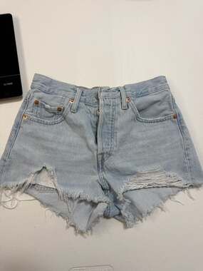 Levi's 501 Premium High Rise Distressed Cut-Off Denim Shorts Size W24